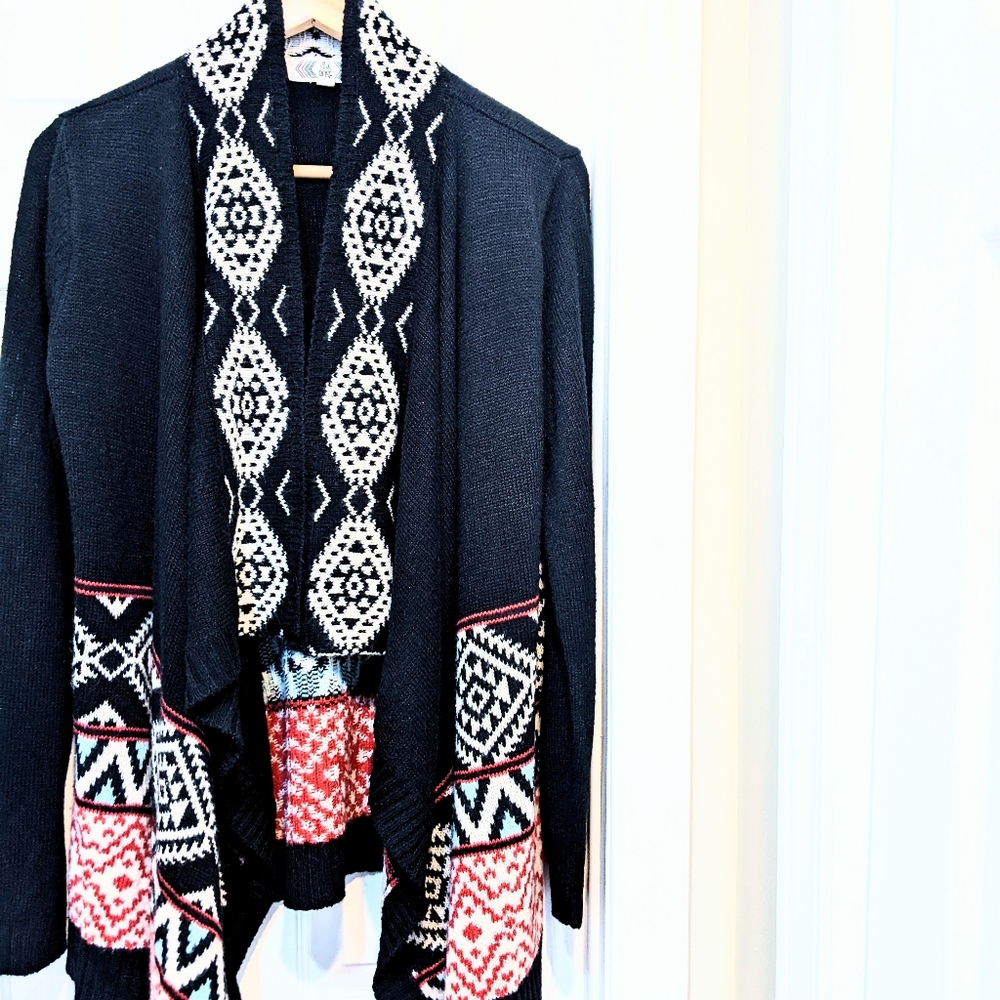 Open Front Autumn Duster / Waterfall Cardigan Sz L.